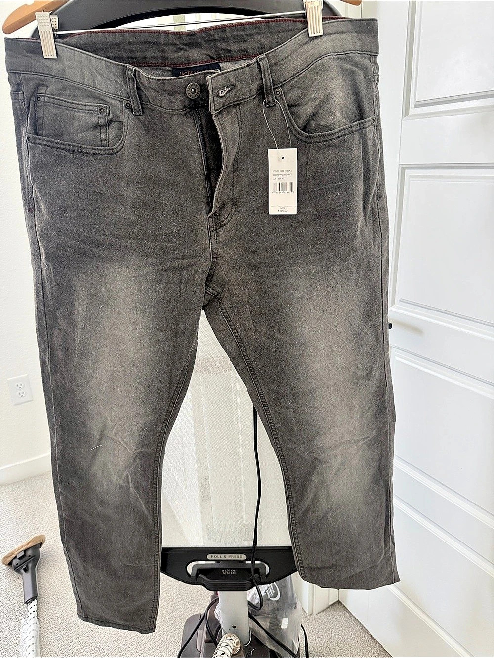 Jachs New York Slim Fit Stretch Denim Jeans in Gray Waist 36 NWT